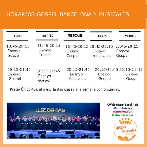 Horarios góspel Barcelona